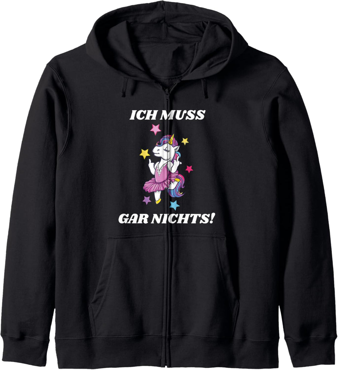 Ich Muss Gar Nichts Einhorn Mittelfinger Statement Kapuzenjacke