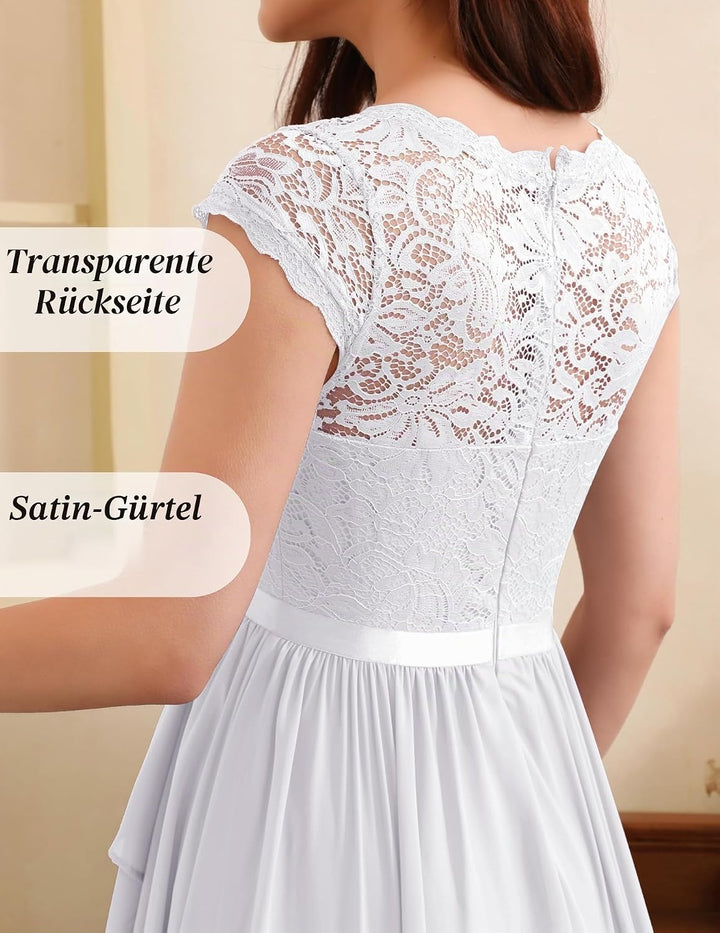 Wedtrend Cocktailkleid Damen Knielang Abendkleid Elegant für Hochzeit Elegant A Linie Rüschenkleid,