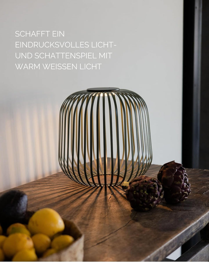 LUUK Studio Kabellose Solar Gartenlampe, LED Tischleuchte mit Solar- und USB-Aufladung, dimmbare Aus