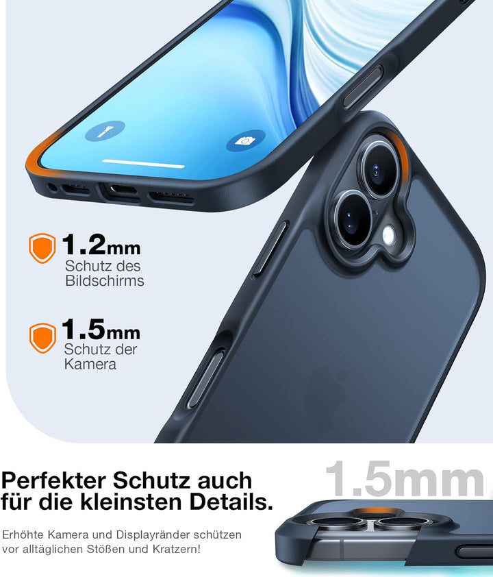 TORRAS Guardian für iPhone 16 Hülle [TOP Militärschutz mit 360° Airbags] Samtweiche Haptik Kratzfest