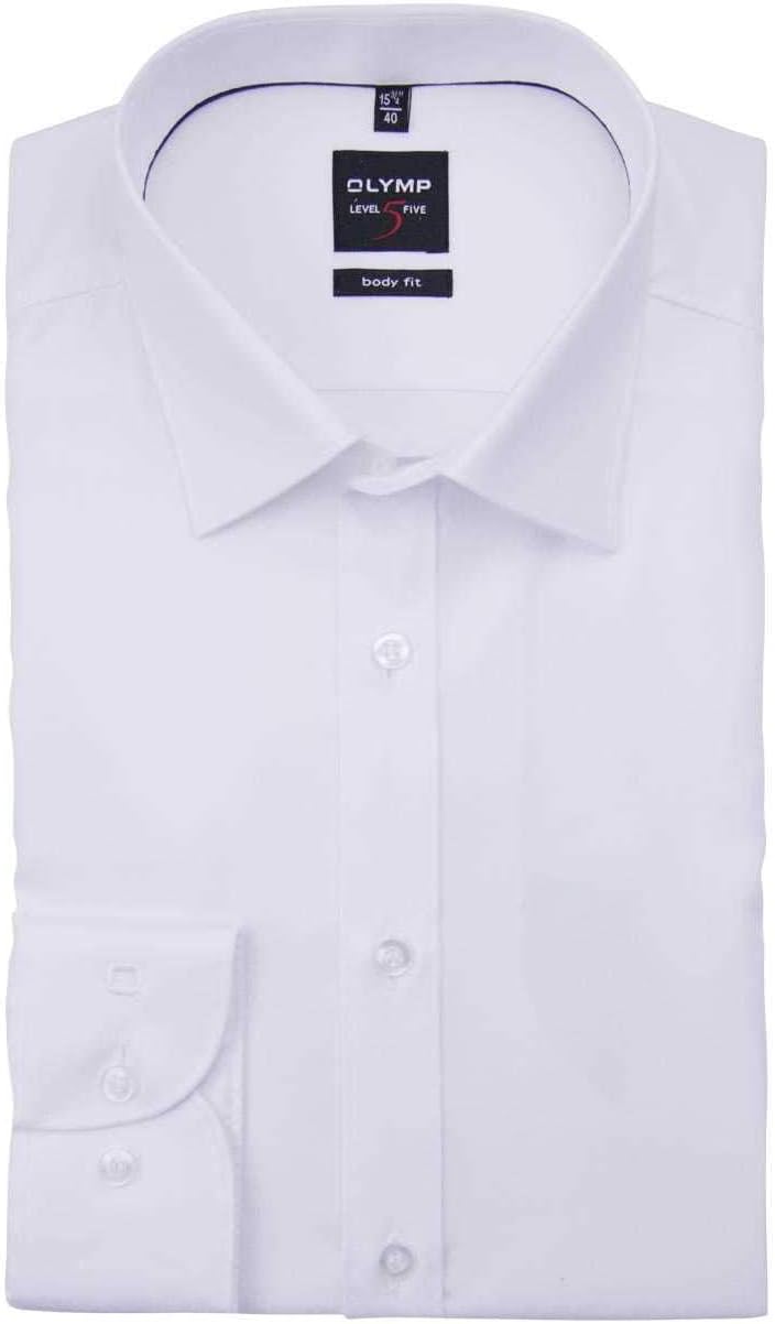 OLYMP Level Five Body fit Hemd extra Langer Arm New Kent Kragen Twill Stretch weiss 38 Weiss, 38 Wei