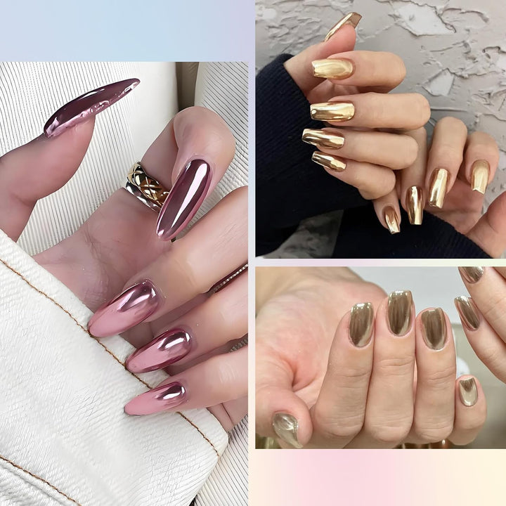 BISHENGYF 12 Chrom Glitzer Pulver, Spiegel Effekt Chrome Pigmente für Nagelkunst und Nageldesign Sta