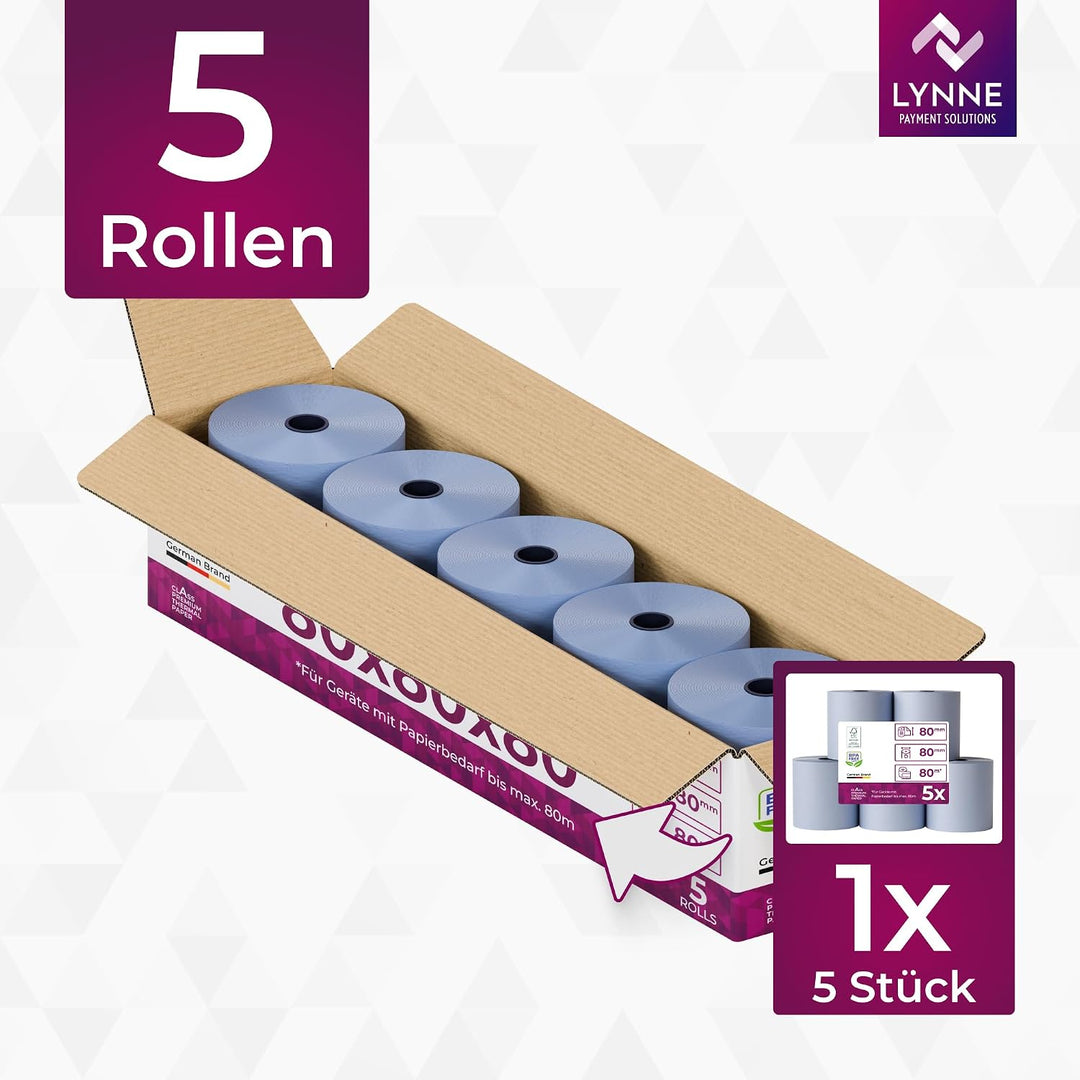 Phenolfreie ÖKO Thermorollen/Bonrollen/Kassenrollen / 80mm x 80m x 12mm (80x80x12) für alle gängigen