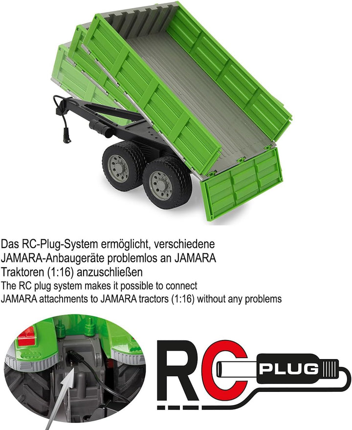 JAMARA 412412 - Kipper für Fendt 1050 - Ferngesteuerte Kippmulde hoch/Runter, Anhängerkupplung vorne