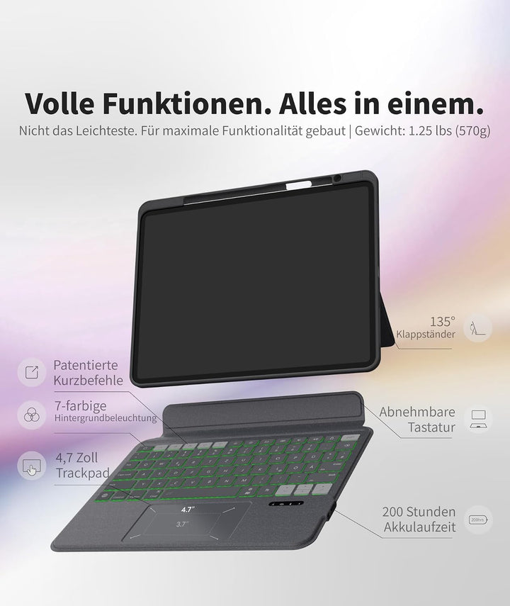 eip Magnetix Tastatur Hülle für iPad Pro 11" (M5 2025 / M4 2024) | Magnetische abnehmbare Hülle mit