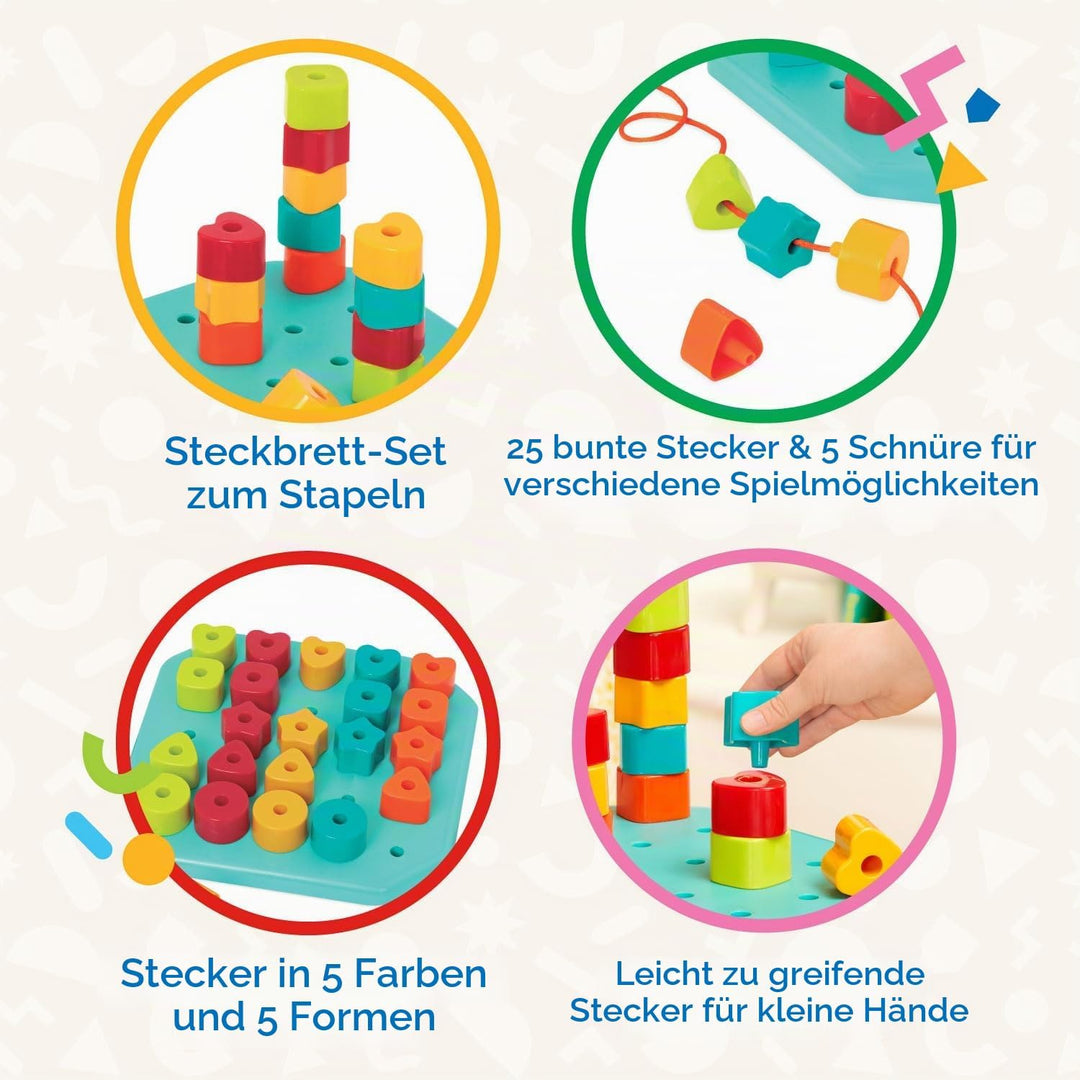 Battat – Count &amp; Match Stecktafel – Peg Board für Kleinkinder – Stapelbares Peg Board Set – Spielzeu