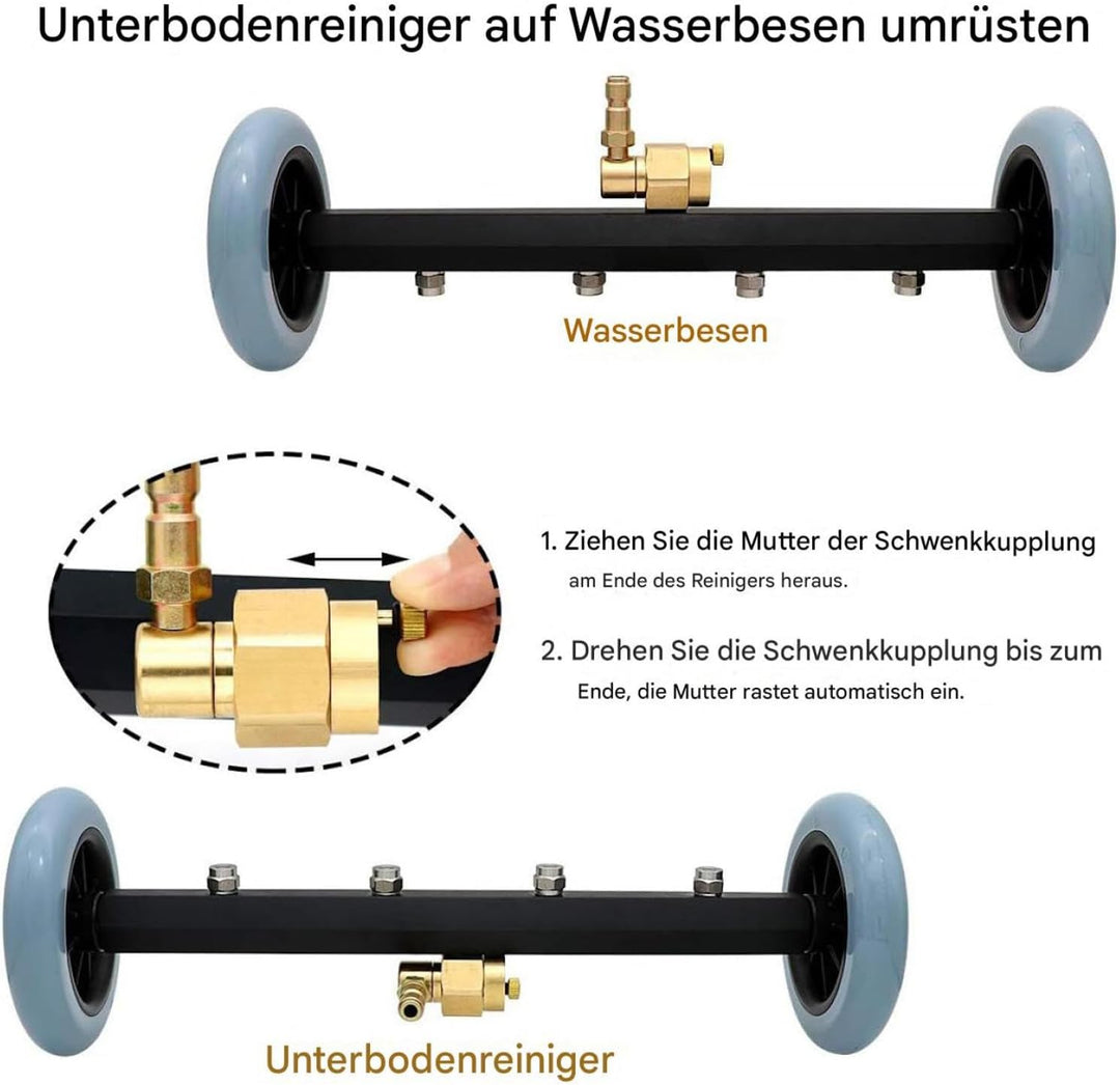 Auto Hochdruck Unterbodenreiniger - 16" Unterbodenwäsche Mit 2 Verlängerungsrohren & 60° Winkelstab,