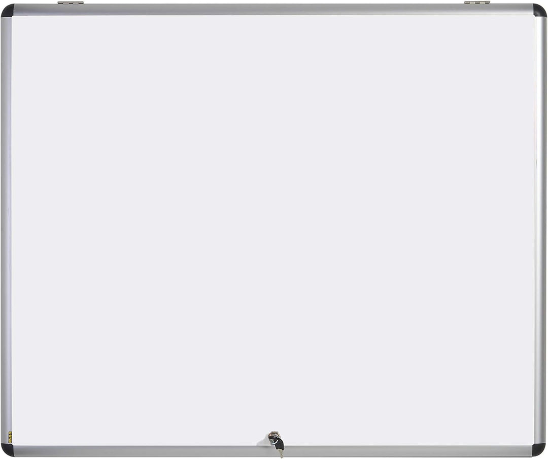 Bi-Office Schaukasten Vitrine "Enclore", Schwingtür nach oben, Whiteboard, Mangetische Innenfläche,