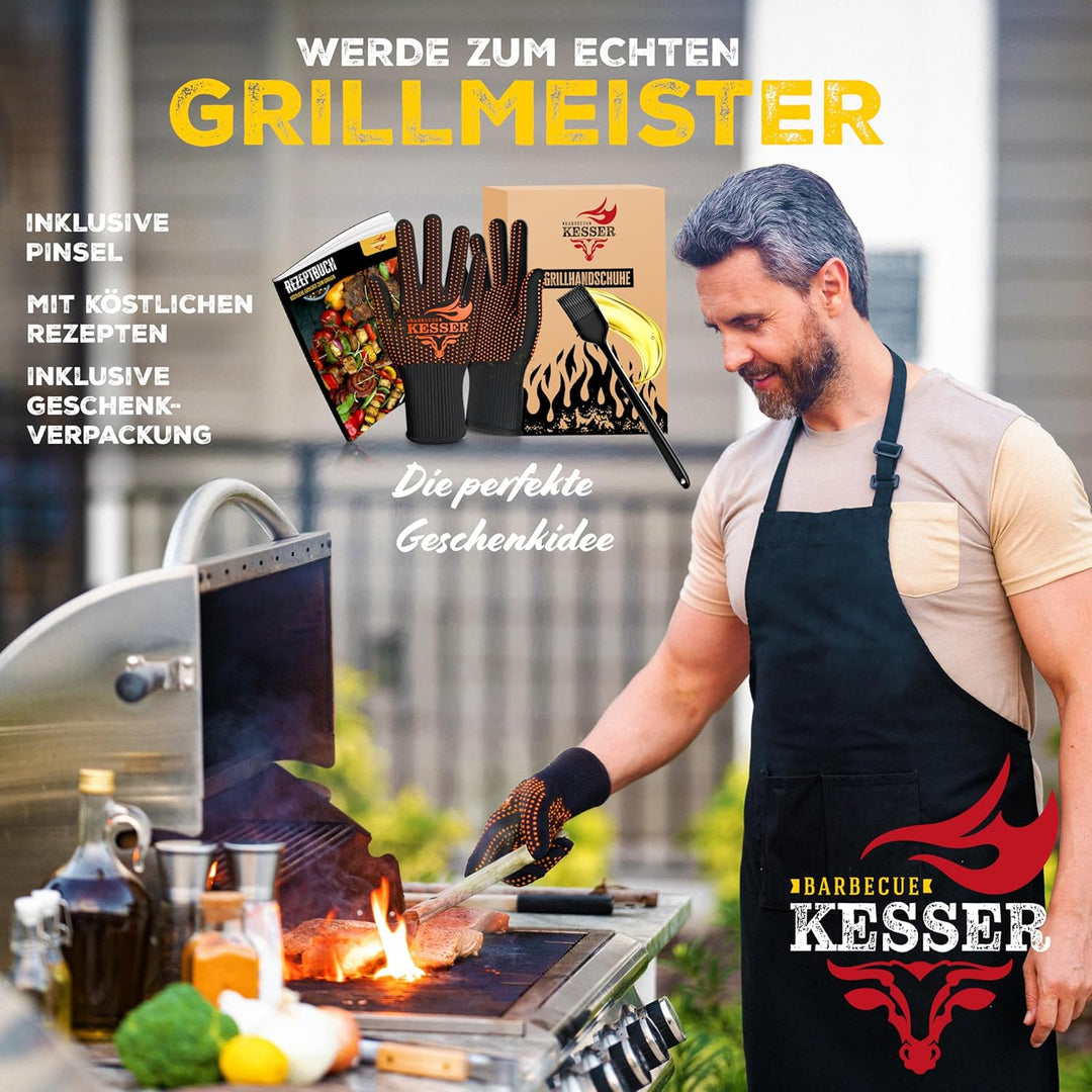 KESSER® Grillhandschuhe hitzebeständig bis 500° XXL | Ofenhandschuhe Atmungsaktiv & mit rutschfestem