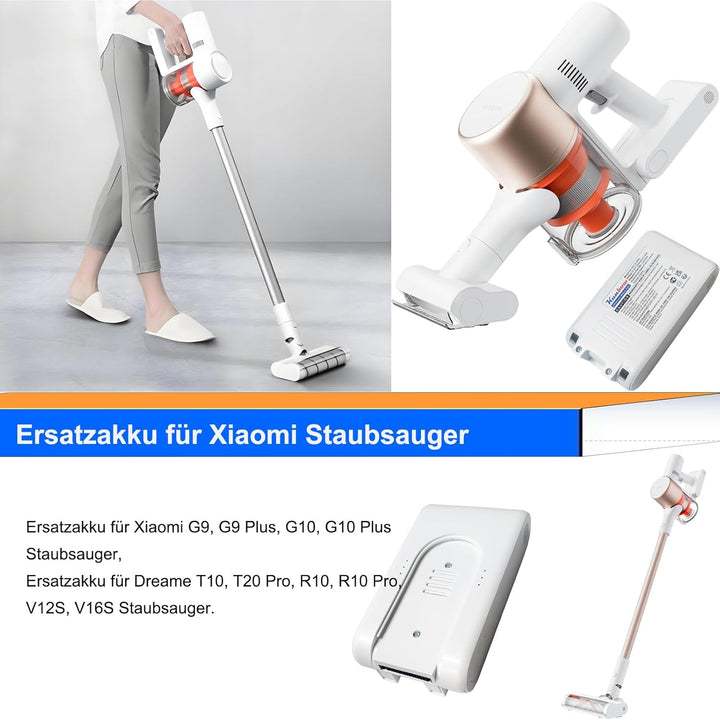 3000mAh Ersatzakku für Xiaomi G9, G9 Plus, G10, G10 Plus Staubsauger, akku für Dreame T10, T20, T20