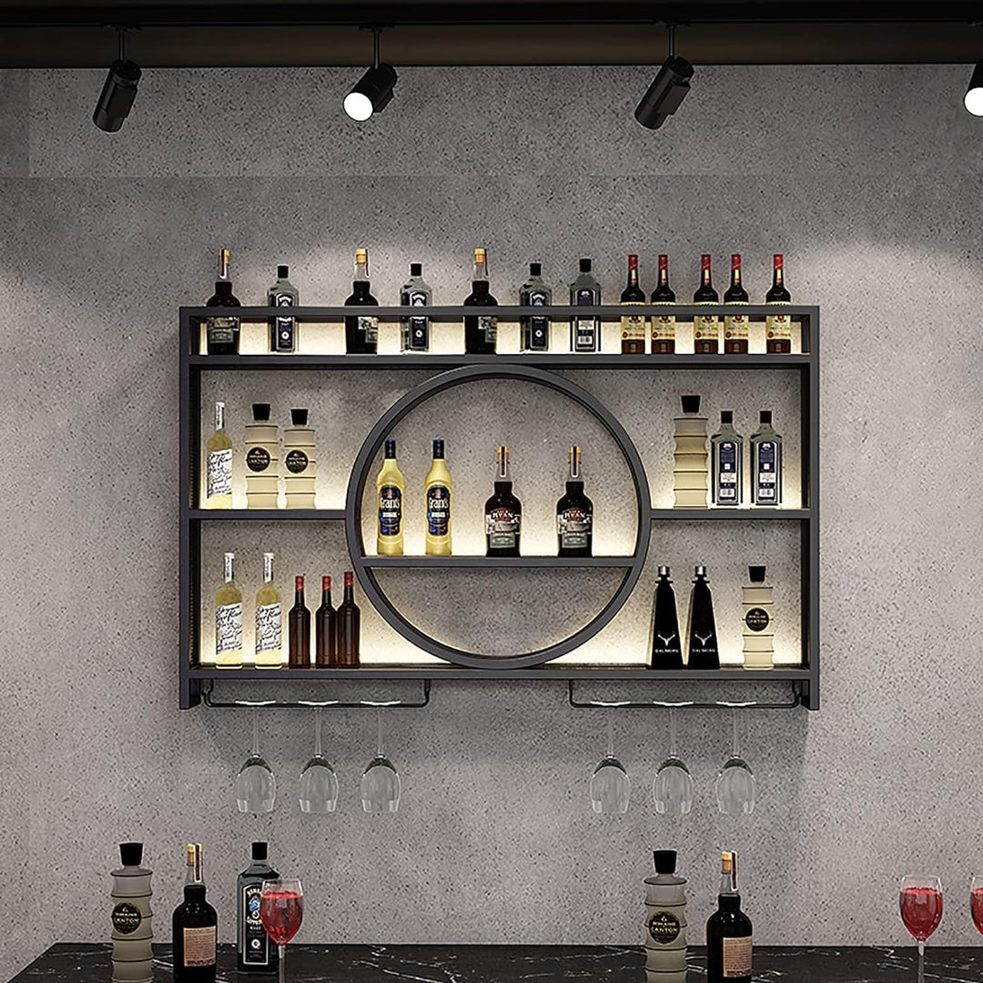 Modernes Weinregal aus Metall, Wandmontage, Bar-Einheit, schwebende Regale, Weinregale, Glasregal, E