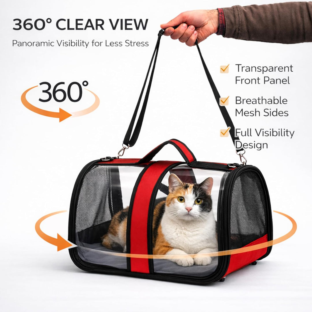 Blue Eyes Transportbox Katze Hund Faltbare Katzentransportbox Transparent Transporttasche für Hausti