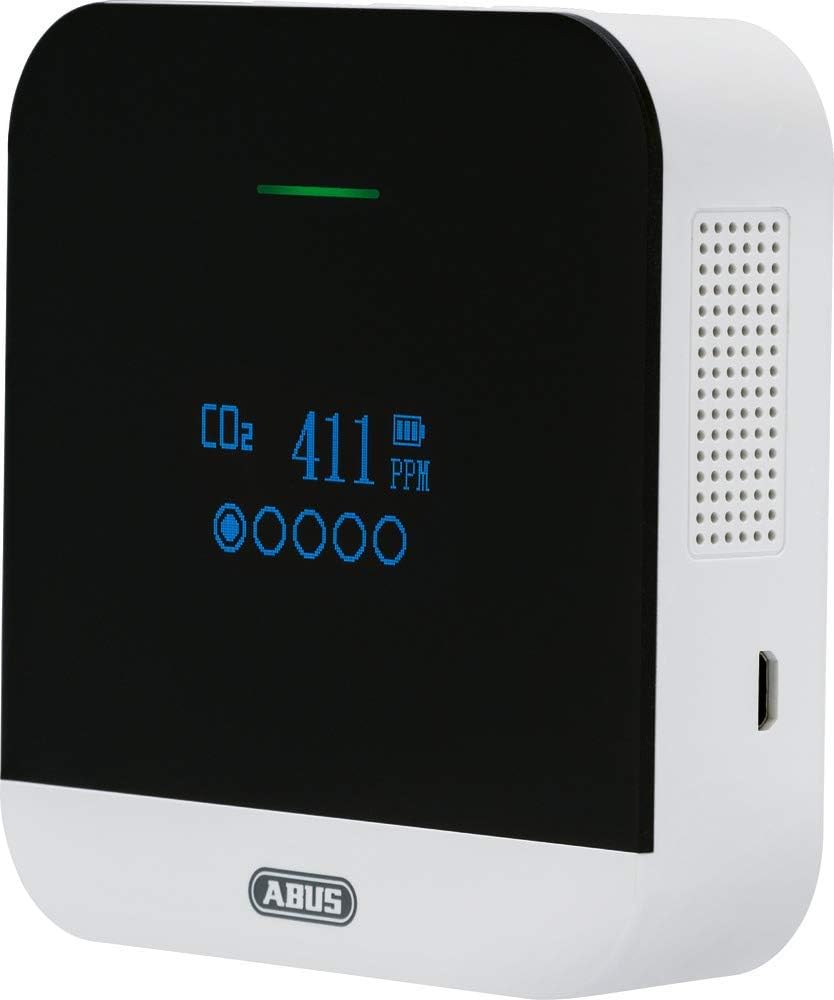 ABUS CO2-Melder - CO2WM110 AirSecure - Messgerät für Luftqualität, Luftfeuchtigkeit und Temperatur i