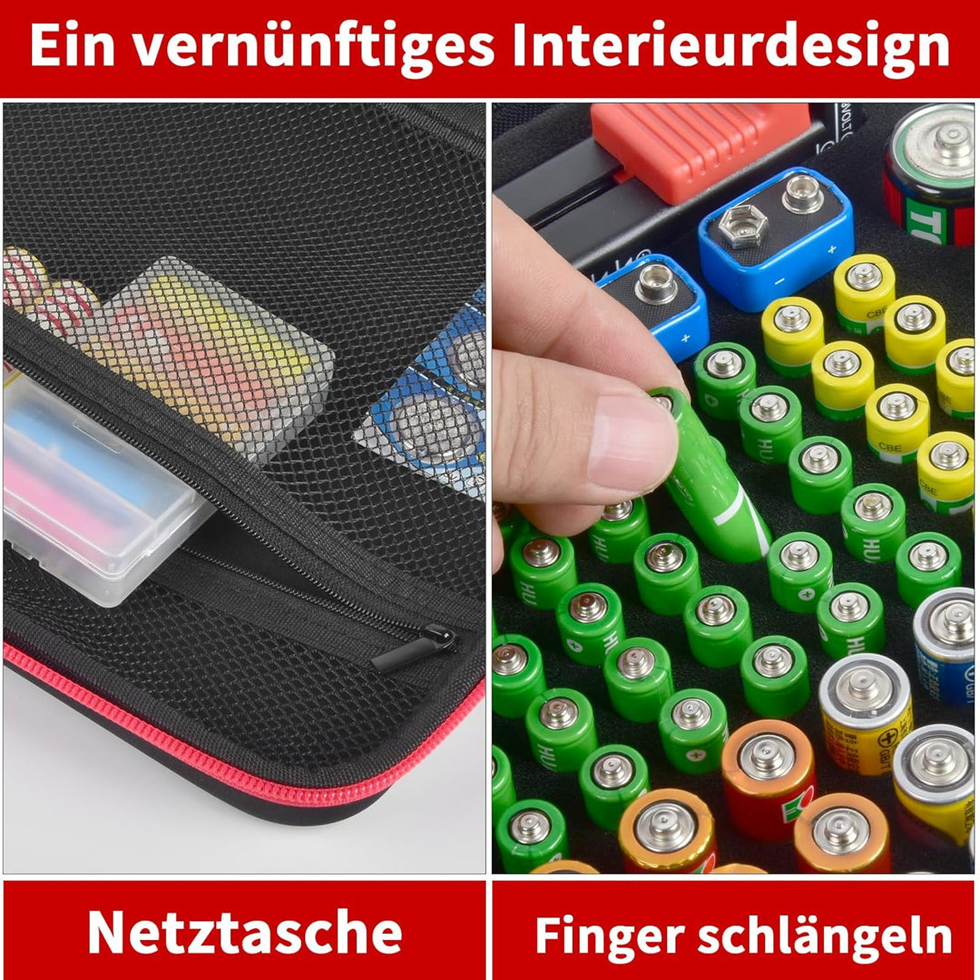 Batterie Aufbewahrungsbox Box, Batteriekasten Koffer mit Batterietester BT-168, Batterie Organizer H
