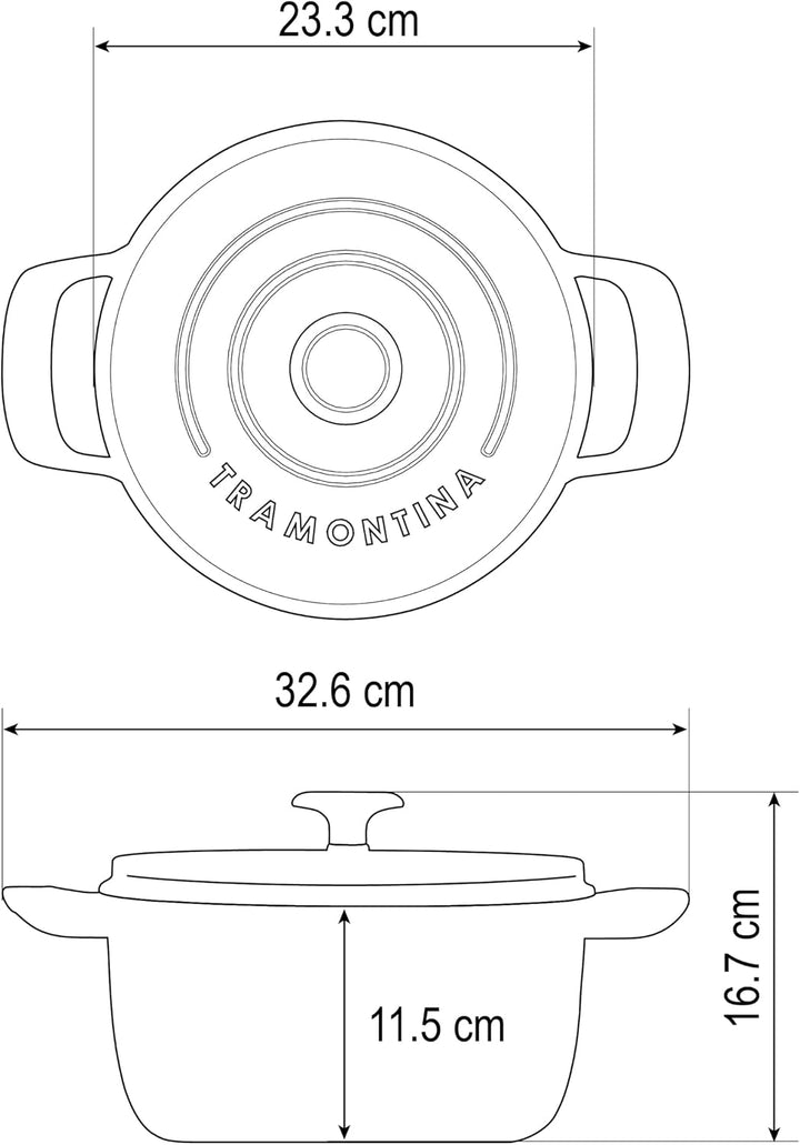 Tramontina Gusseisen-Bräter, Emailliertes Gusseisen, Blau, mit Deckel, Induktion, Backofengeeignet b