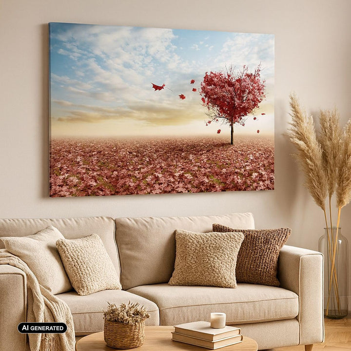 Bilder auf Leinwand 100x70cm Leinwandbild Abstraktion Herbst Baum Blatt Gross Wanddeko Bild Schlafzi