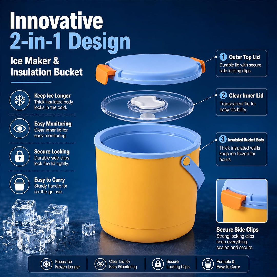 2.6L Eiswürfelbehälter Mit Deckel,Isbehälter,Ice Cubetray,24 Stunden Warm Orange, Orange