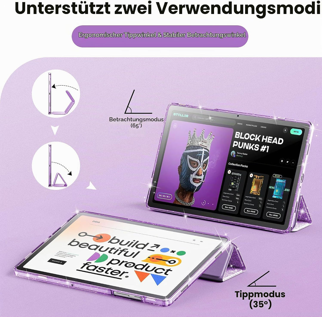 INFILAND Hülle für Samsung Galaxy Tab A11+/A9+11 Zoll (2023/2025),Glitzernde Schutzhülle mit funkeln