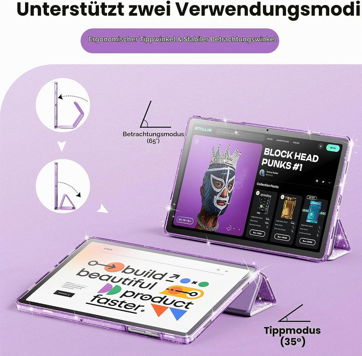 INFILAND Hülle für Samsung Galaxy Tab A11+/A9+11 Zoll (2023/2025),Glitzernde Schutzhülle mit funkeln