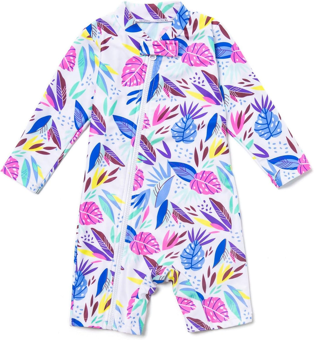 BONVERANO Baby Mädchen Recycelter Badeanzug mit einem durchgehendem Reissverschluss UV-Schutz 50+ 3-