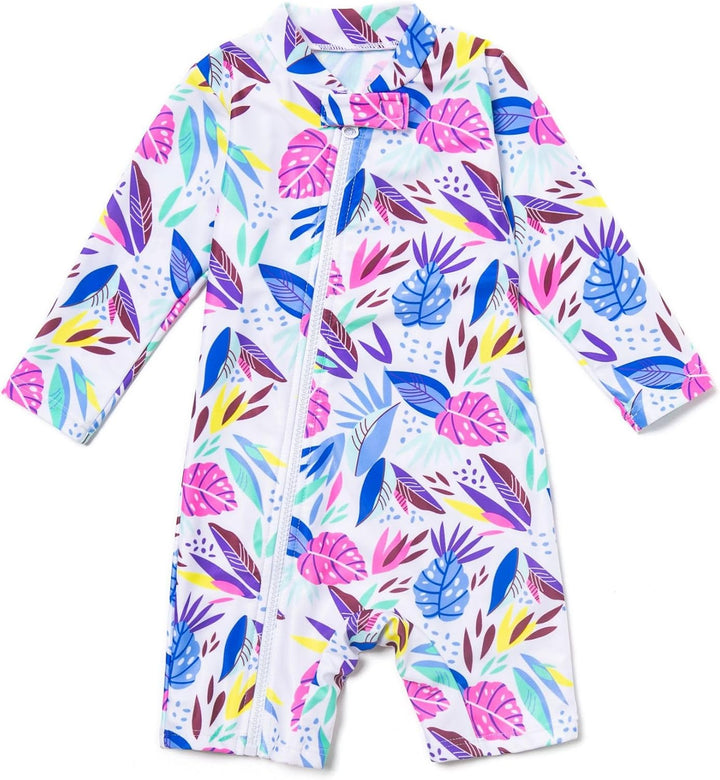BONVERANO Baby Mädchen Recycelter Badeanzug mit einem durchgehendem Reissverschluss UV-Schutz 50+ 3-
