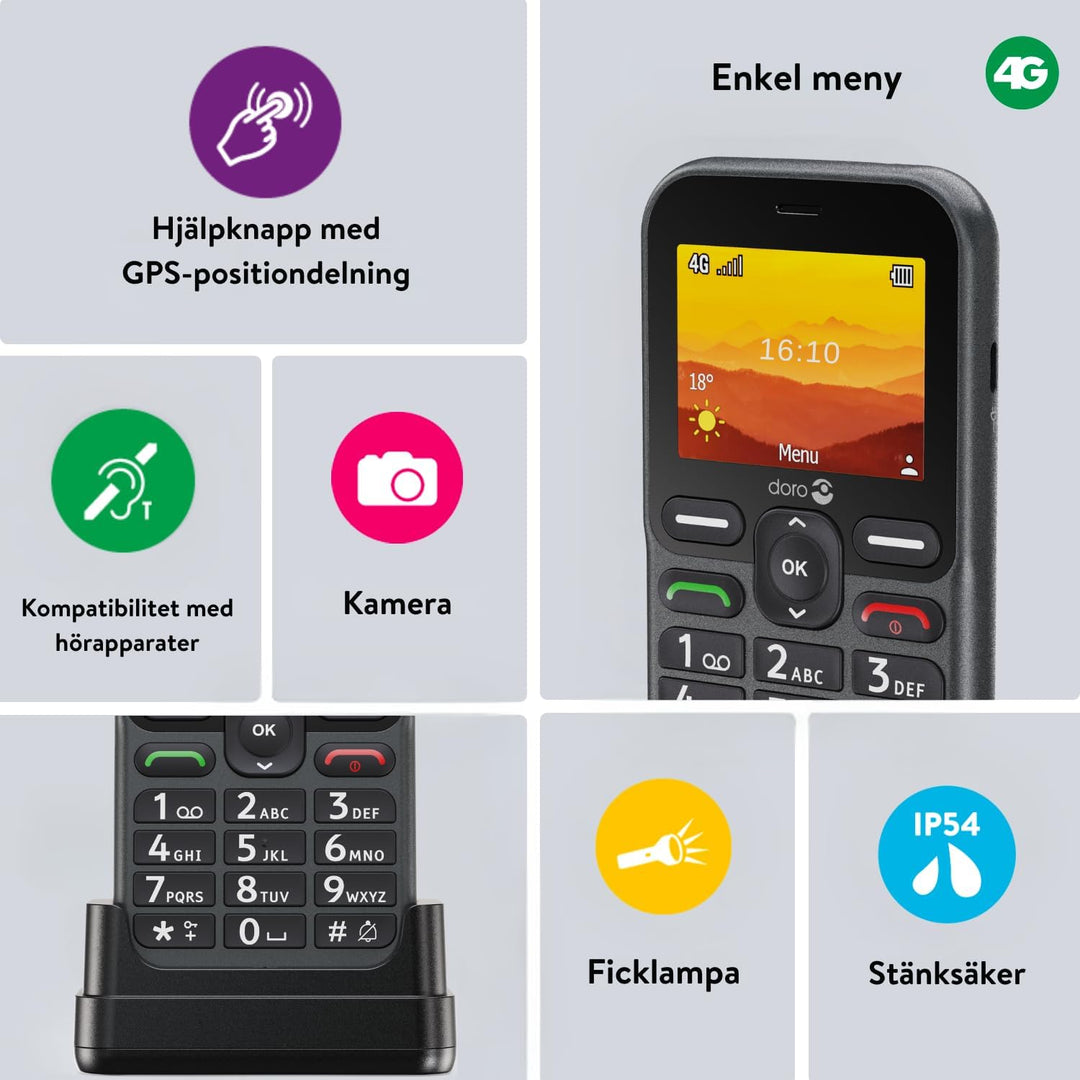 Doro Leva L11 Nicht gesperrtes Mobiltelefon für Senioren – Grosser Landschaftsbildschirm – Leistungs