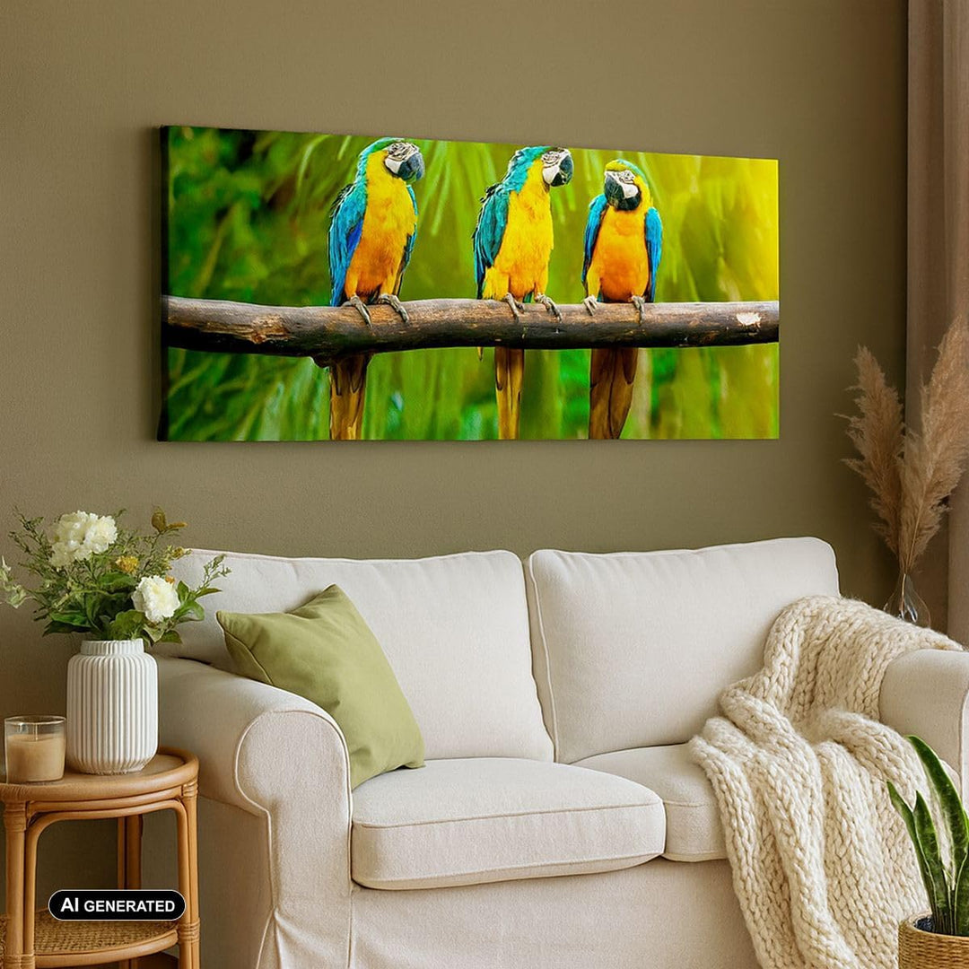 Wandbilder Dekoration Wohnzimmer Papageien Collorful Natur Vögel Panorama Bilder auf Leinwand 120x50