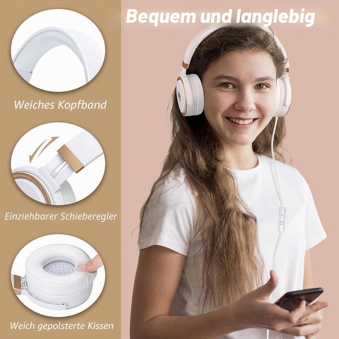 Rockpapa Circle One Faltbar Kopfhörer mit Mikrofon und Lautstärkeregelung für Handys Tablets Laptop