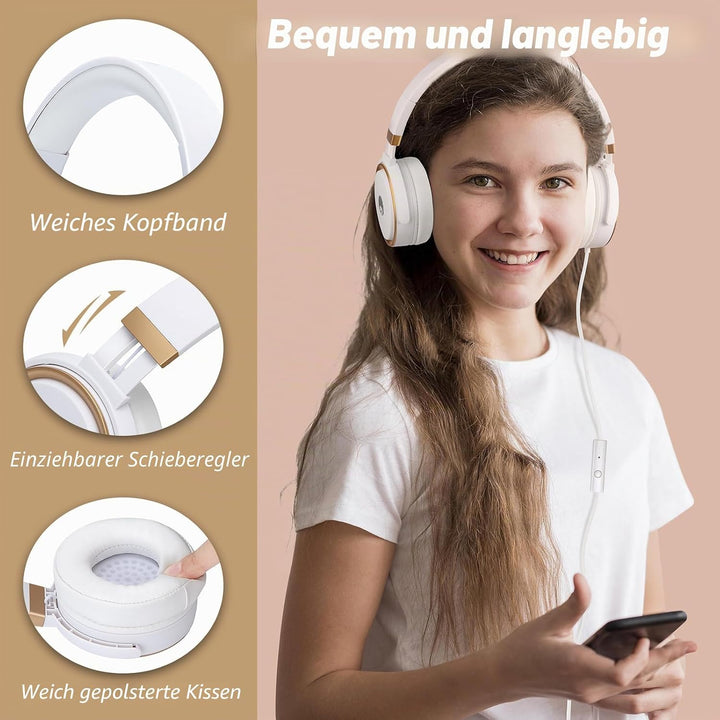 Rockpapa Circle One Faltbar Kopfhörer mit Mikrofon und Lautstärkeregelung für Handys Tablets Laptop