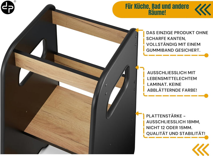 defiPad Lernturm für Kinder | Stylisch Kippschutz Lernturm Höhenverstellbar | Höchste Sicherheit | M