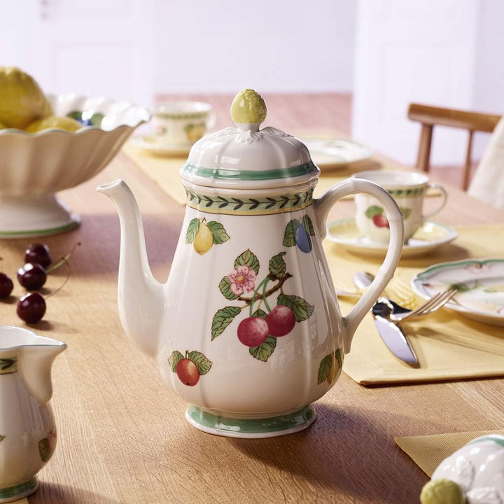 Villeroy &amp; Boch French Garden Fleurence Kaffeekanne, 1,25 Liter, Premium Porzellan, Weiss/Bunt 1.25