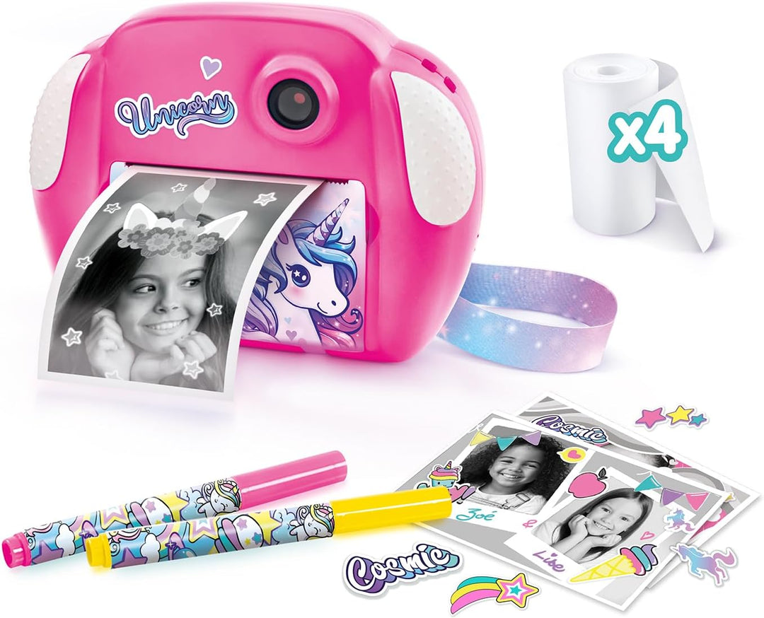 Canal Toys Creator 013-Kanal Toys, Sofortbildkamera, Einhorn, mit 4 Rollen Papier und 4 Filzstiften,
