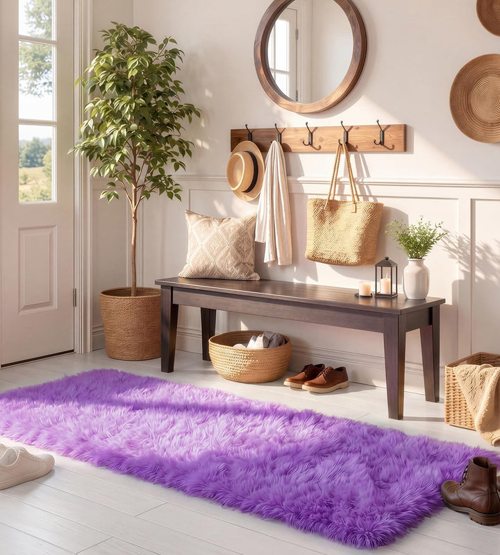 VOFUSHON Wohnzimmer Hochflor Teppich,Shaggy Flur Läufer Teppich Modern Flauschiger Weich Teppich Gro