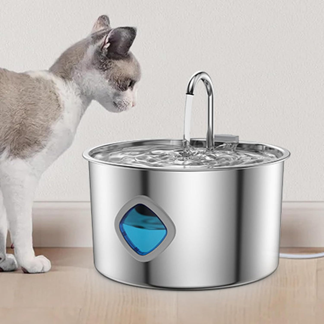 Cat Water Fountain, 3.2L Drinking Dispenser, Stainless Steel Bowl, Automatic Sturdy Design, Easy Cle