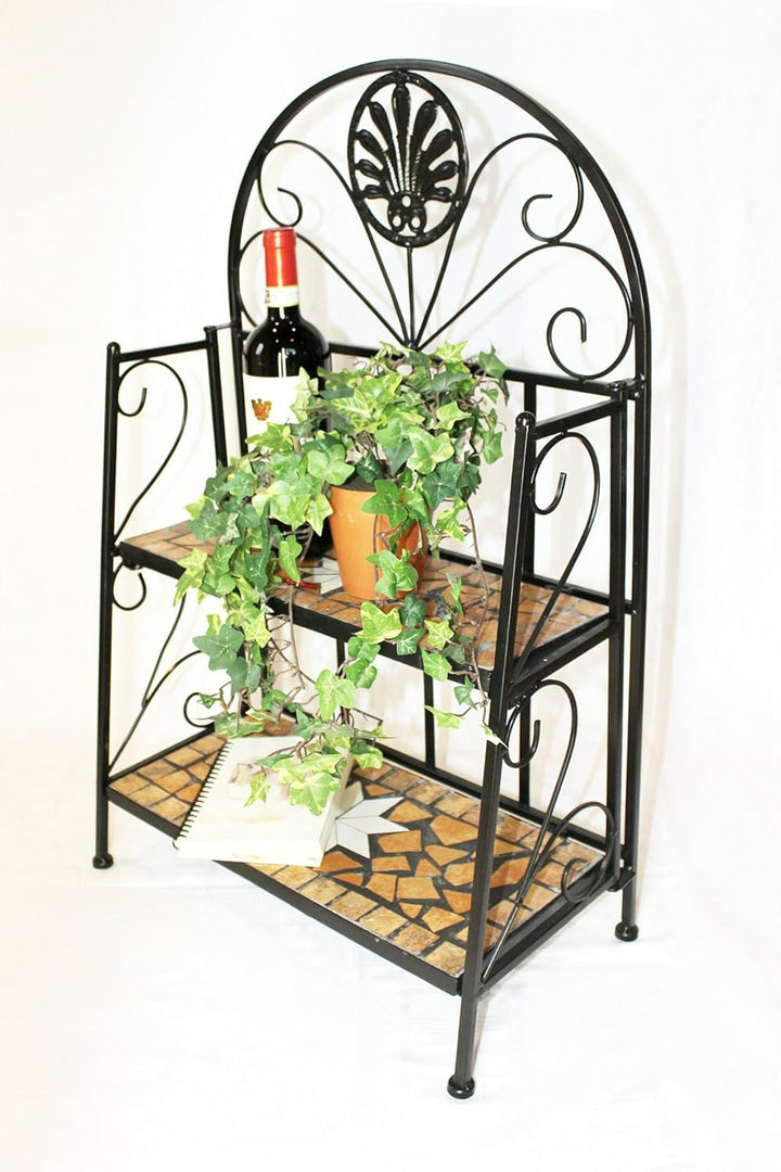 DanDiBo Regal Mosaik Metall 2 Ablagen Klein 12006 Bücherregal 80 cm Schmiedeeisen Badregal