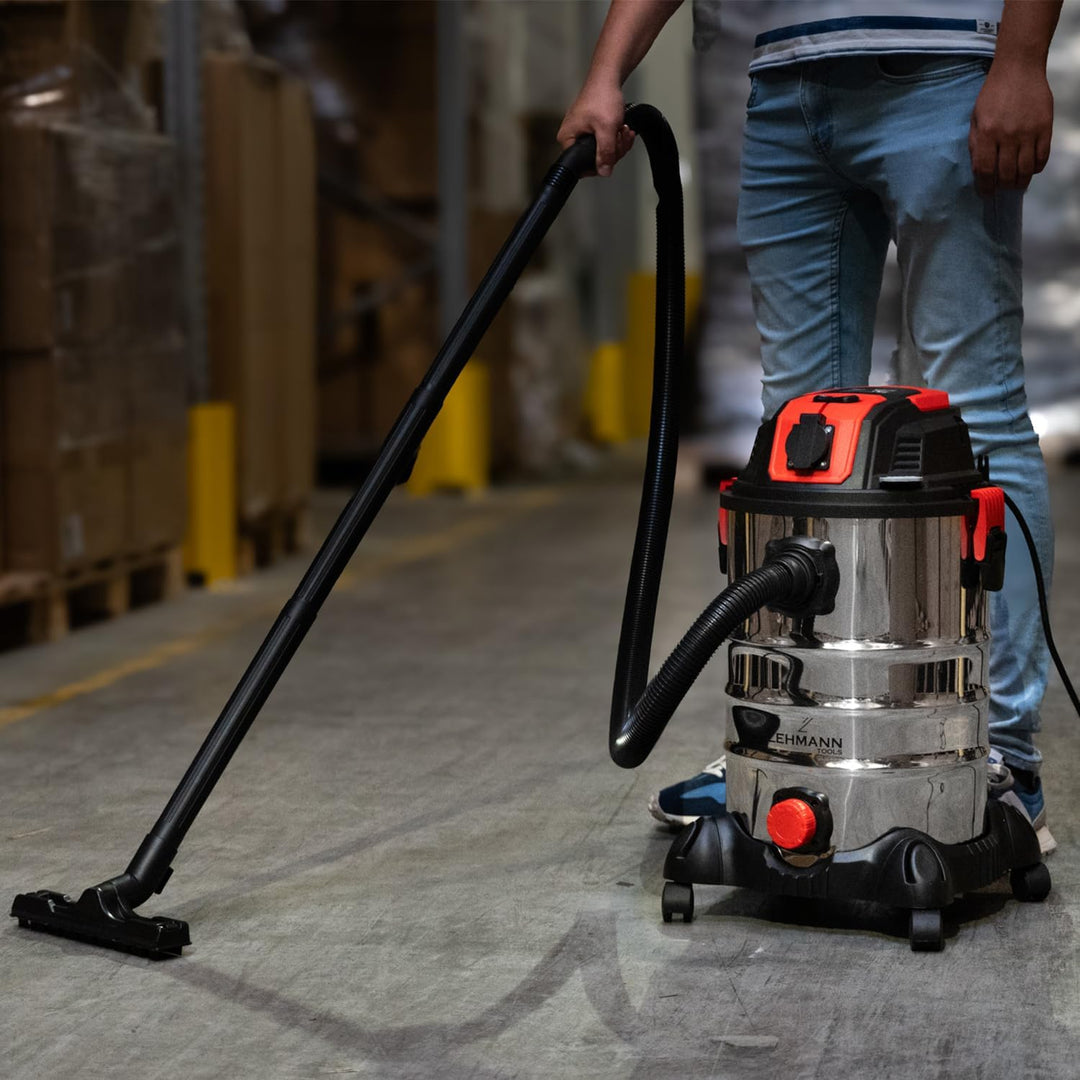 LEHMANN Industriestaubsauger mit Steckdose 2000W, Nass Trockensauger mit 30L Metallbehälter, Blasfun