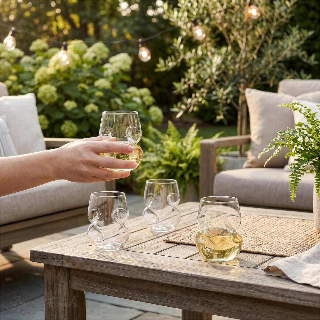 Final Touch Conundrum White Wine Glasses Weissweingläser - Hand durchgebrannte Glas 266ml - Packung