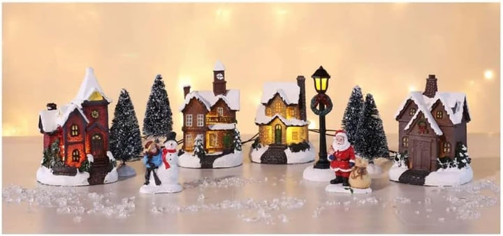 Haushalt International Weihnachtsstadt mit Schneedekoration Weihnachtsdorf LED Lichthäuser 3D Weihna