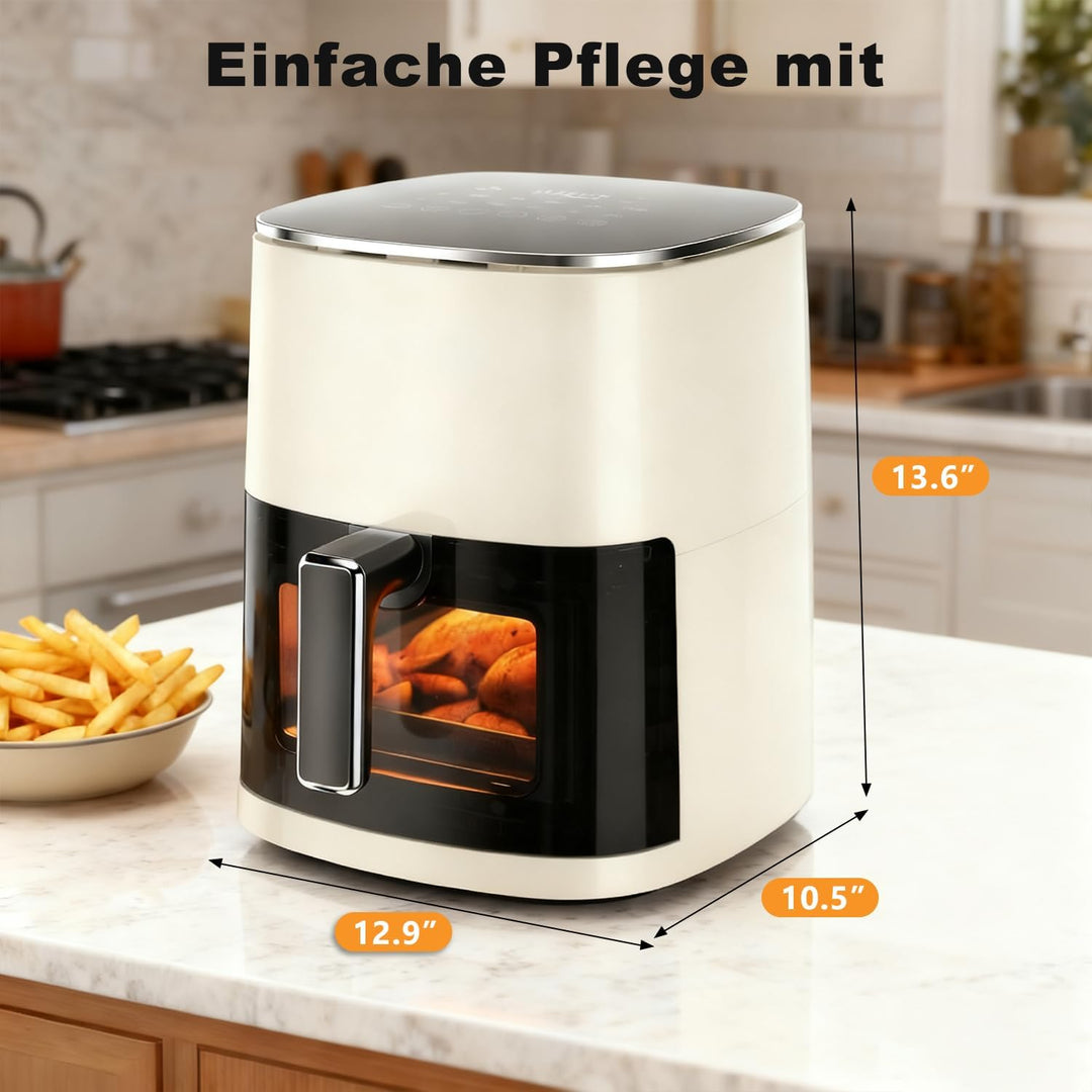 DUMOS Air Fryer 6QT with Window Square Airfryer Oven 12-in-1 for Family 400°F Rapid Air Crispy Techn