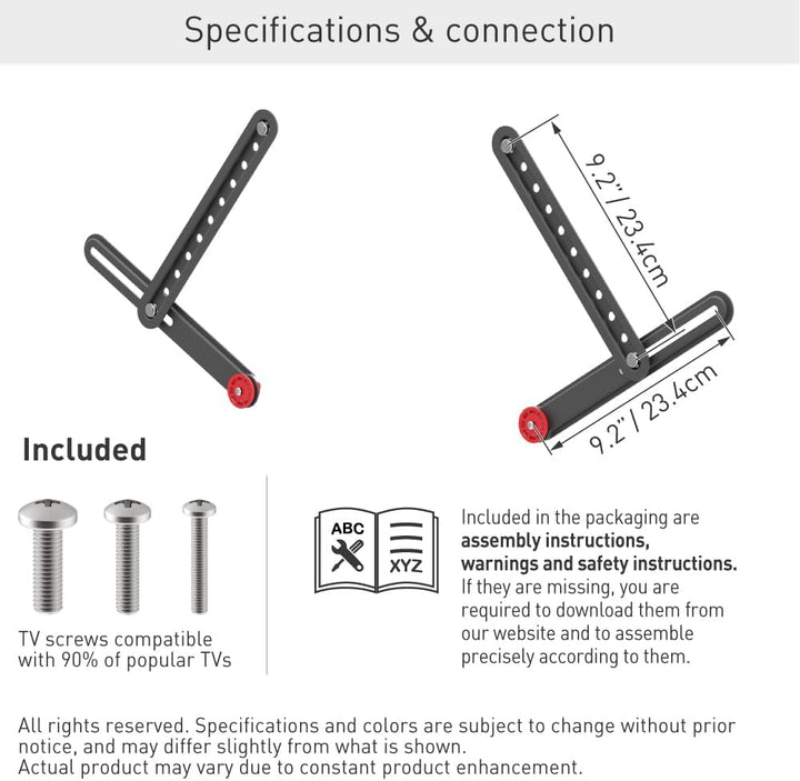 Barkan Universal Soundbar Halterung, für die Montage über oder unter TV, für 13 - 80 Zoll TV, für di