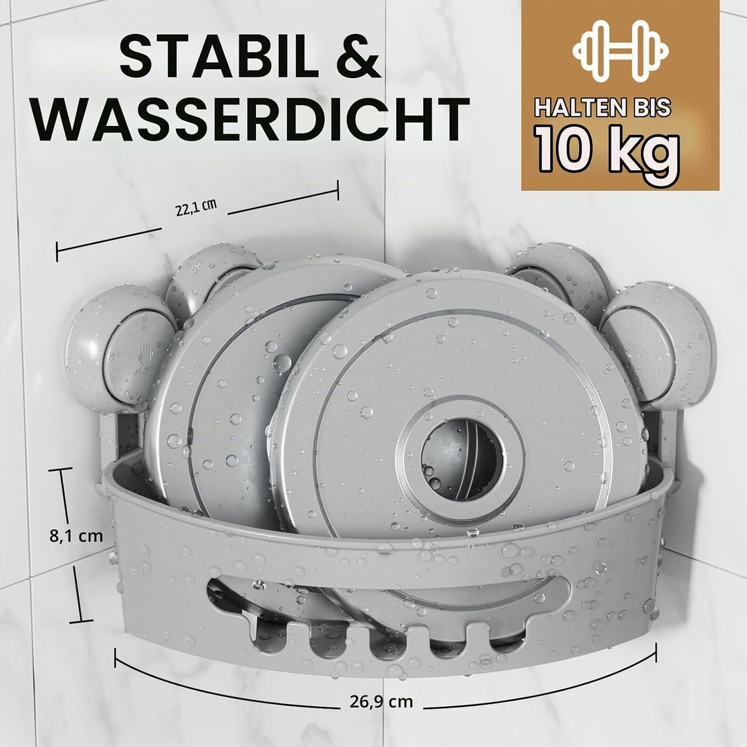 LEVERLOC Duschablage Ohne Bohren Ecke Saugnapf Dusche Organizer Grosse Kapazität Bad Organizer Ohne