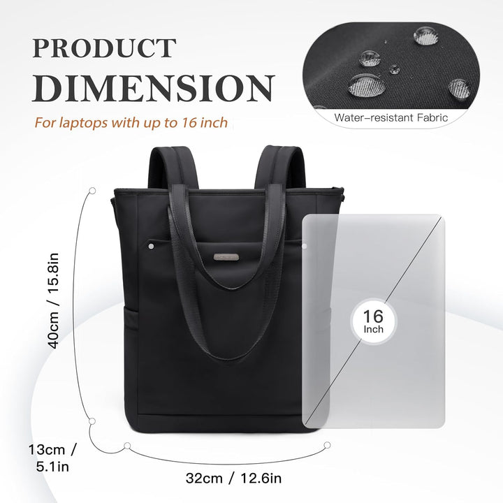 Rucksack Damen 16 Zoll,Elegant Laptop Handtasche 2 in 1, Schultasche Women Tagesrucksäcke Arbeitstas