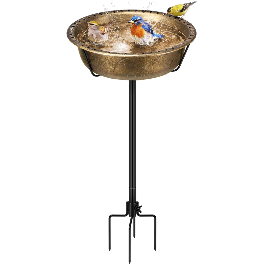 VIVOHOME Vogeltränke 71cm hoch Polyresin leicht antike Optik, Kupfer | Edles Design mit metallischer