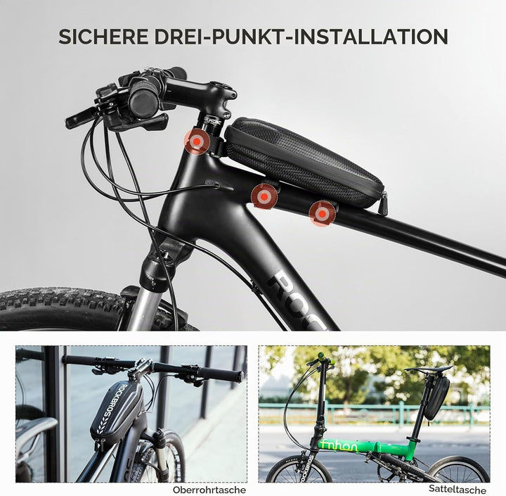 ROCKBROS Fahrrad Rahmentasche Wasserdicht Oberrohrtasche für MTB Rennrad Faltrad Schwarz L 1,5L / M