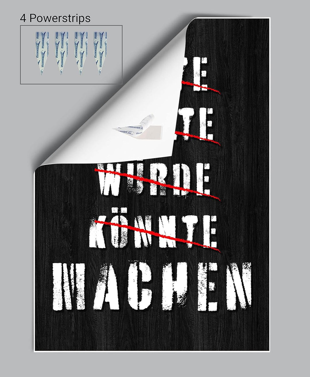 wandmotiv24 Poster als Wanddeko, Grösse Din A1, Hätte sollte würde, Holz, Moderne Wanddeko, Wandbild