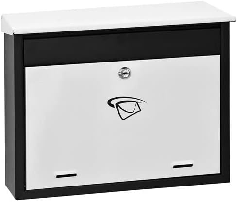 ADGO Modern Black &amp; White Edition Stylisch Briefkasten 340 mm x 400 mm x 100 mm Wandmontiert Wasserd