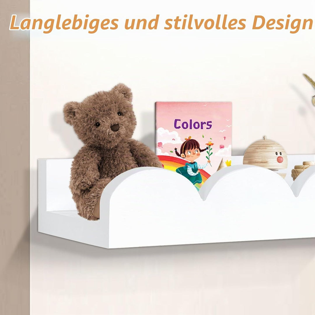 Rainmae Wandregal Kinderzimmermit Holzhaken,Bücherregal Kinder, 40cm 3er-Set, Regal Kinderzimmer ide
