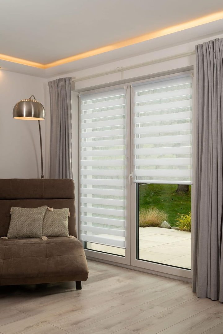 K-home 517667-6 Klemmfix Doppelrollo Madrid ohne Bohren Weiss 90 x 150 cm (B x L), Weiss 90 x 150 cm