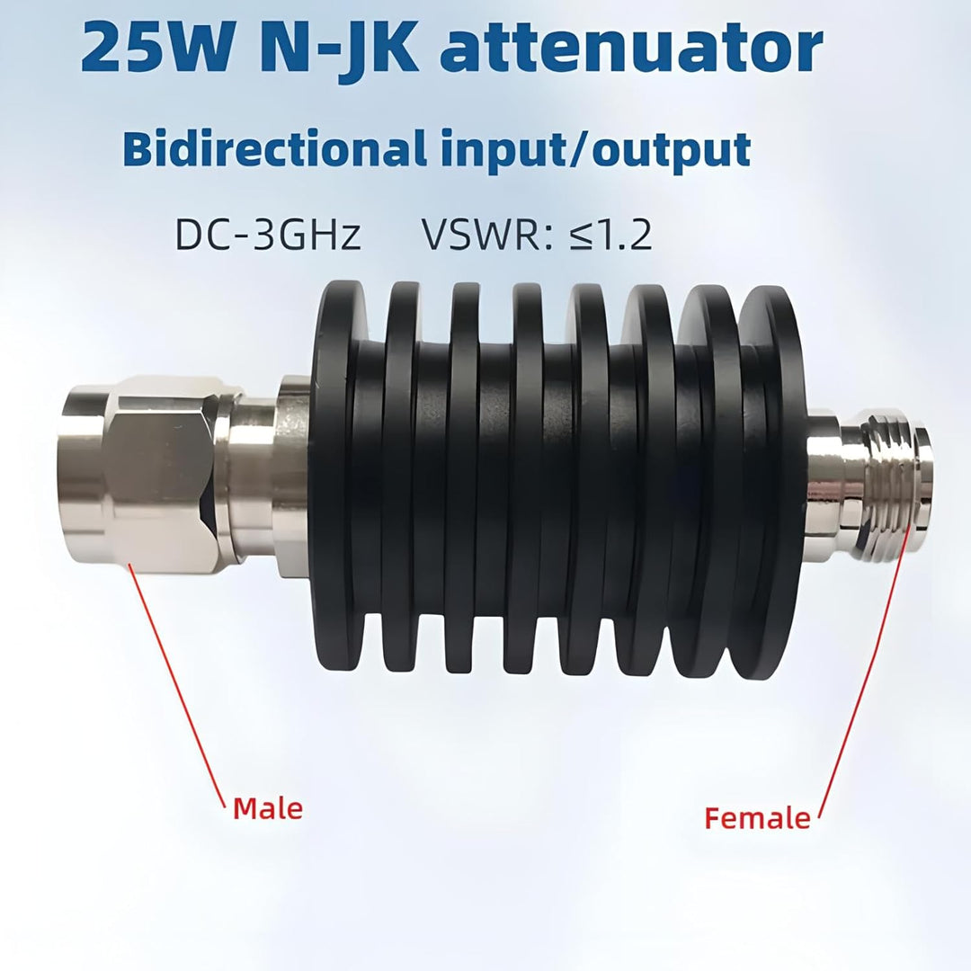BECEN 25 W N RF Dämpfungsregler 3 GHZ Stecker 1-40 dB wählbar(30dB), 30dB