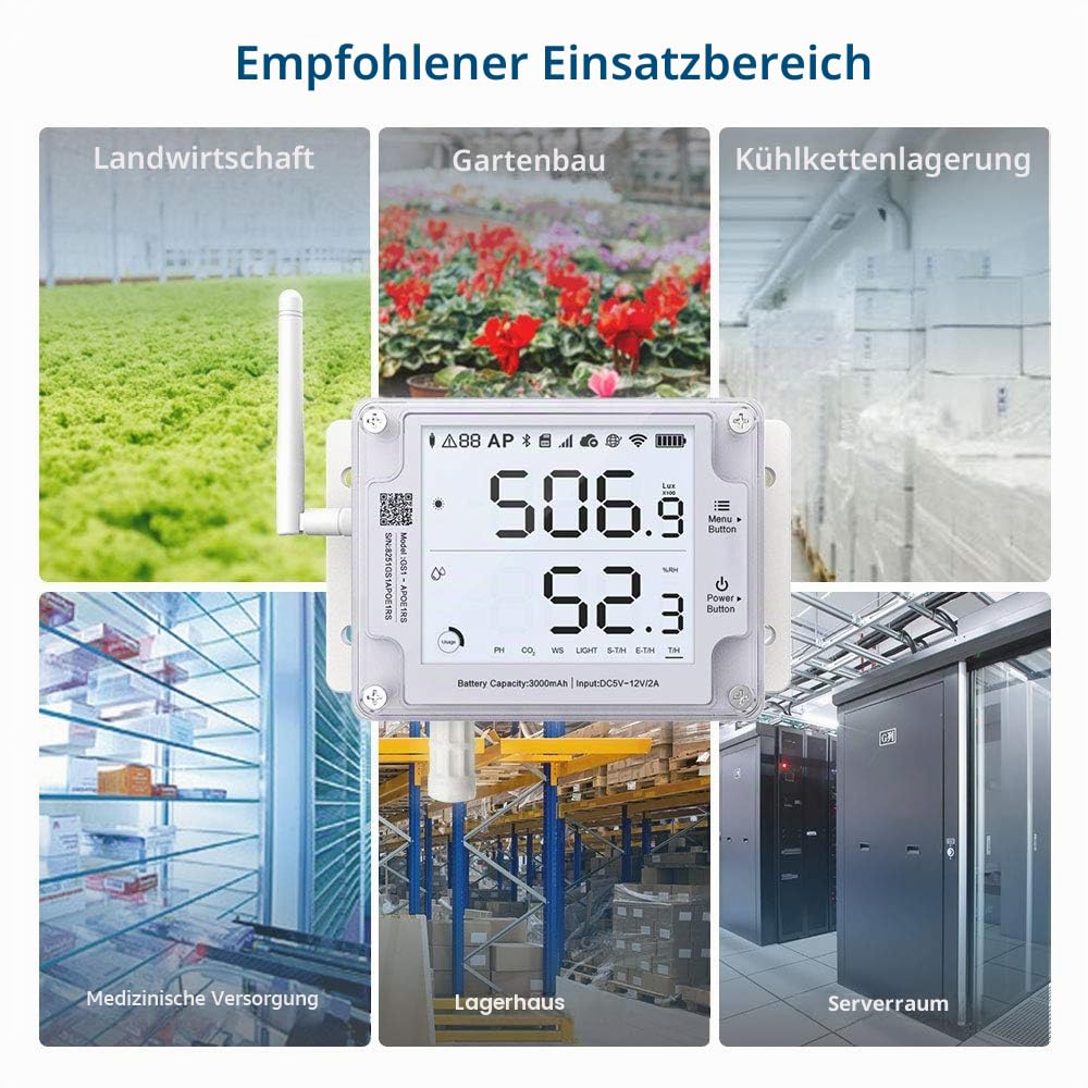 UbiBot GS1-A | drahtloser Temperatur- u. Feuchtigkeitssensor mit App- u. E-Mail-Benachrichtigungen,